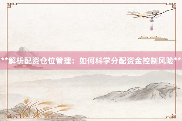 **解析配资仓位管理：如何科学分配资金控制风险**