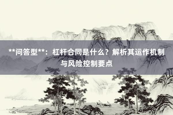 **问答型**：杠杆合同是什么？解析其运作机制与风险控制要点