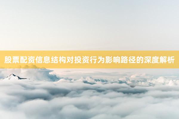 股票配资信息结构对投资行为影响路径的深度解析