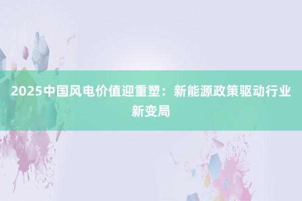 2025中国风电价值迎重塑：新能源政策驱动行业新变局