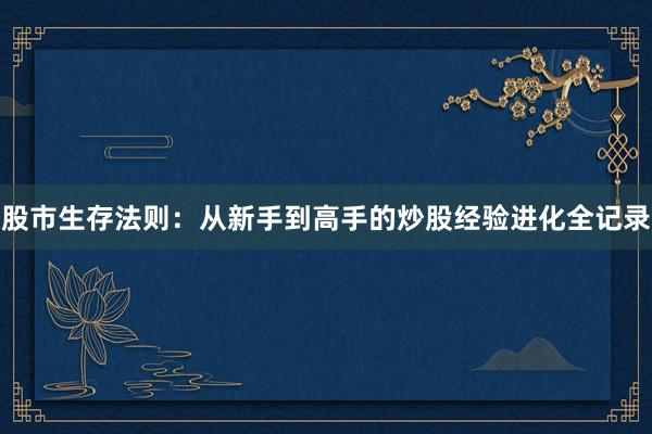 股市生存法则：从新手到高手的炒股经验进化全记录