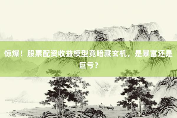 惊爆！股票配资收益模型竟暗藏玄机，是暴富还是巨亏？