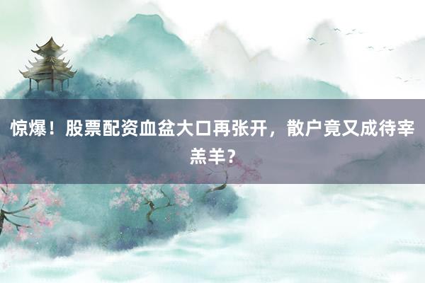 惊爆！股票配资血盆大口再张开，散户竟又成待宰羔羊？
