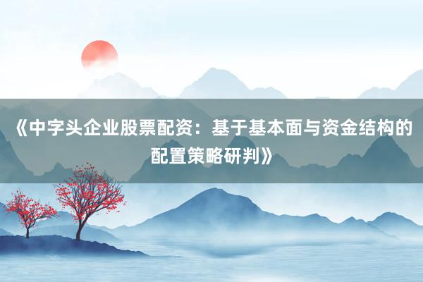 《中字头企业股票配资：基于基本面与资金结构的配置策略研判》