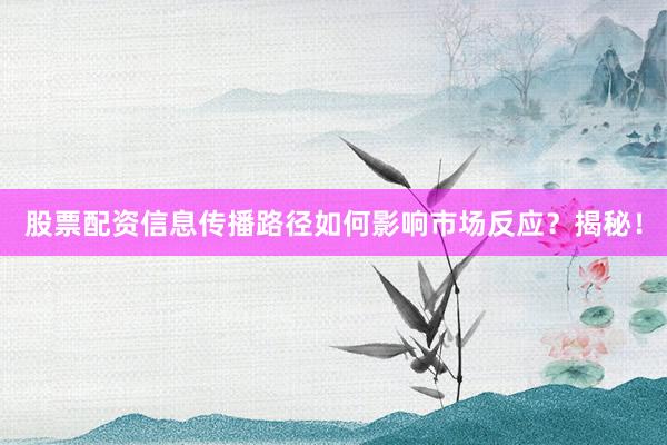 股票配资信息传播路径如何影响市场反应?揭秘!