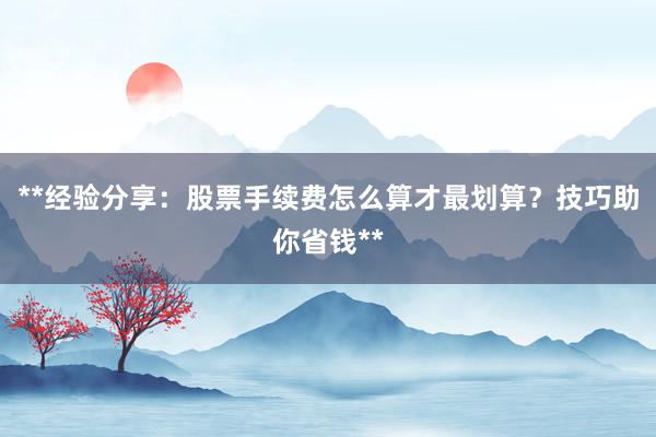 **经验分享：股票手续费怎么算才最划算？技巧助你省钱**