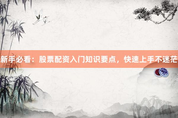 新手必看：股票配资入门知识要点，快速上手不迷茫