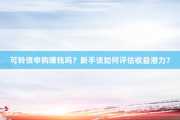 可转债申购赚钱吗？新手该如何评估收益潜力？