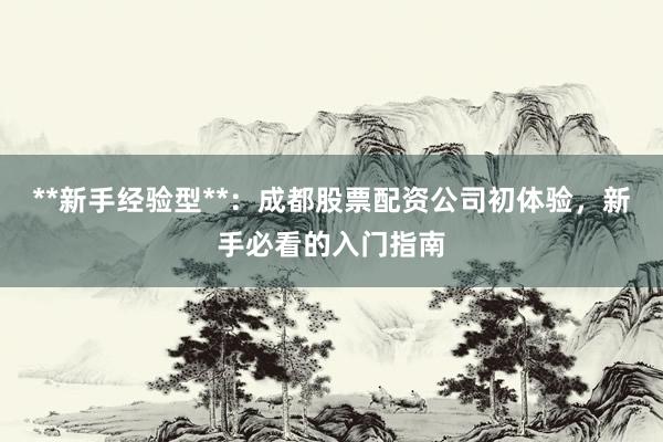 **新手经验型**：成都股票配资公司初体验，新手必看的入门指南